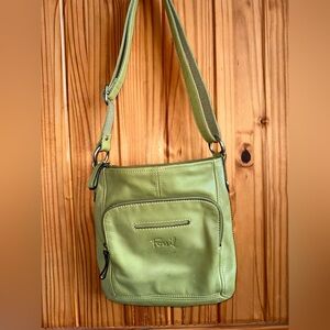 Fossil Green Leather Crossbody Bag